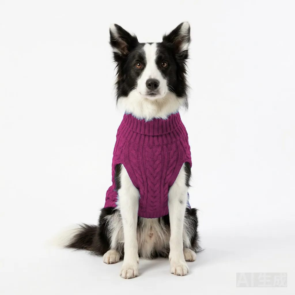Hot Pink Dog Cable Knit Sweater worn by a dog — fit reference