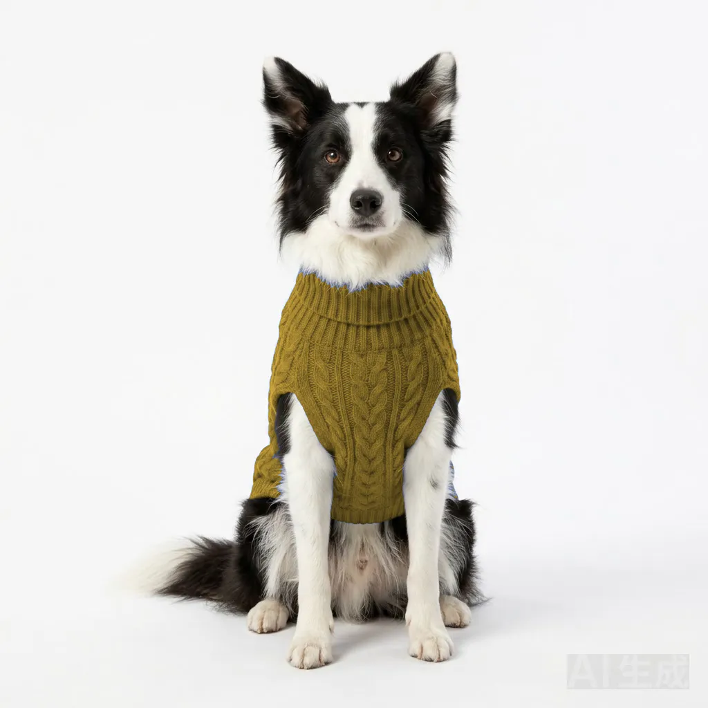 Mustard Dog Cable Knit Sweater worn by a dog — fit reference