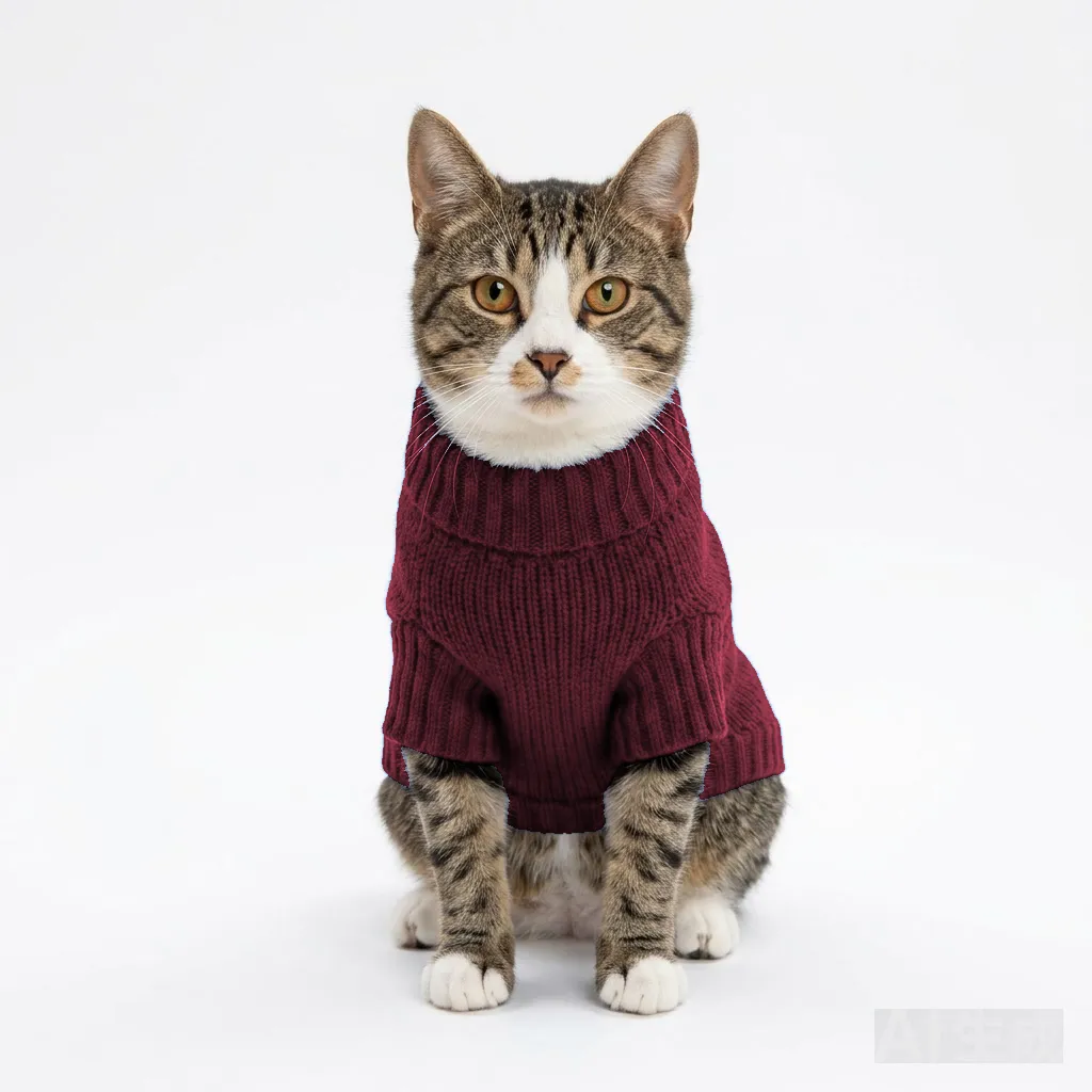 Burgundy Cat Post-Surgery Recovery Suit worn by a dog — fit reference