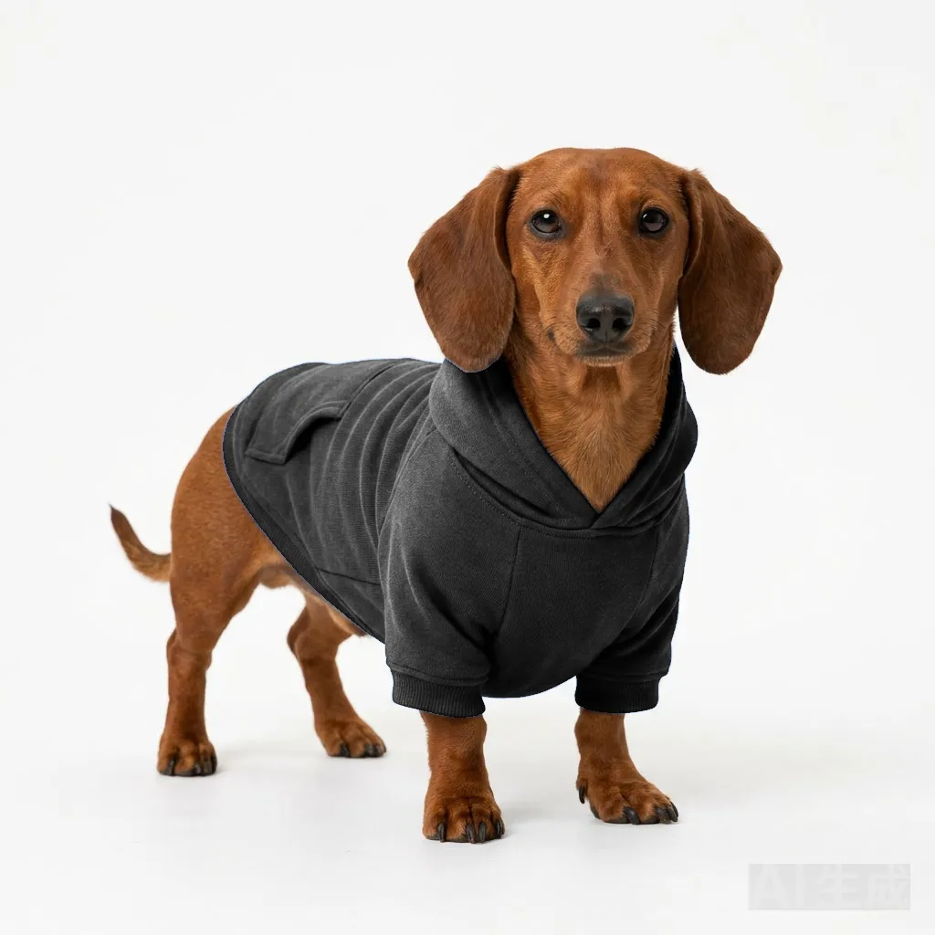 Black Dog Cotton Hoodie worn by a dog — fit reference