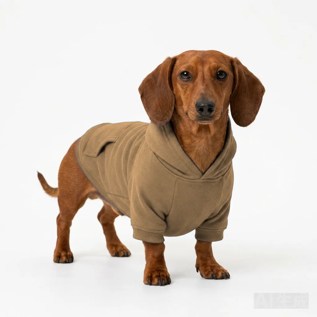 Camel Dog Cotton Hoodie worn by a dog — fit reference