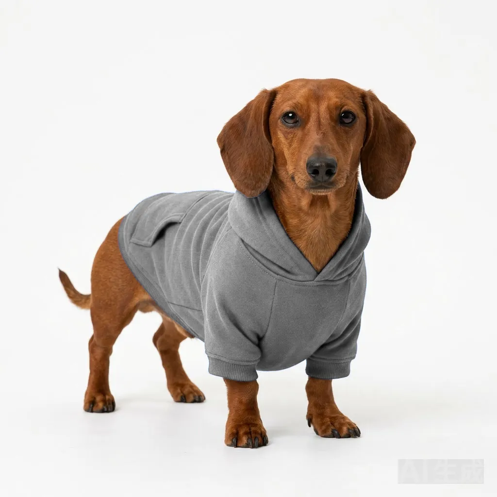 Charcoal Grey Dog Cotton Hoodie worn by a dog — fit reference