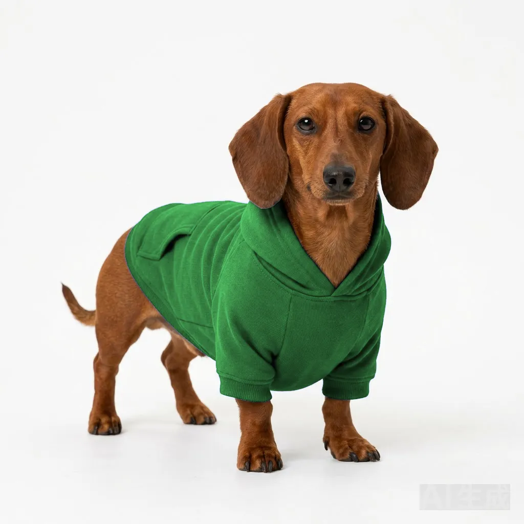 Forest Green Dog Cotton Hoodie worn by a dog — fit reference
