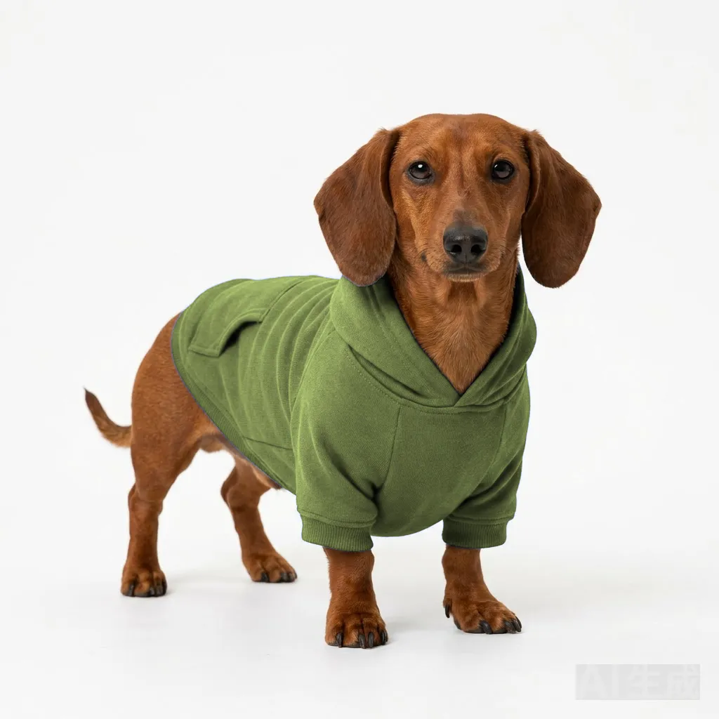 Olive Dog Cotton Hoodie worn by a dog — fit reference