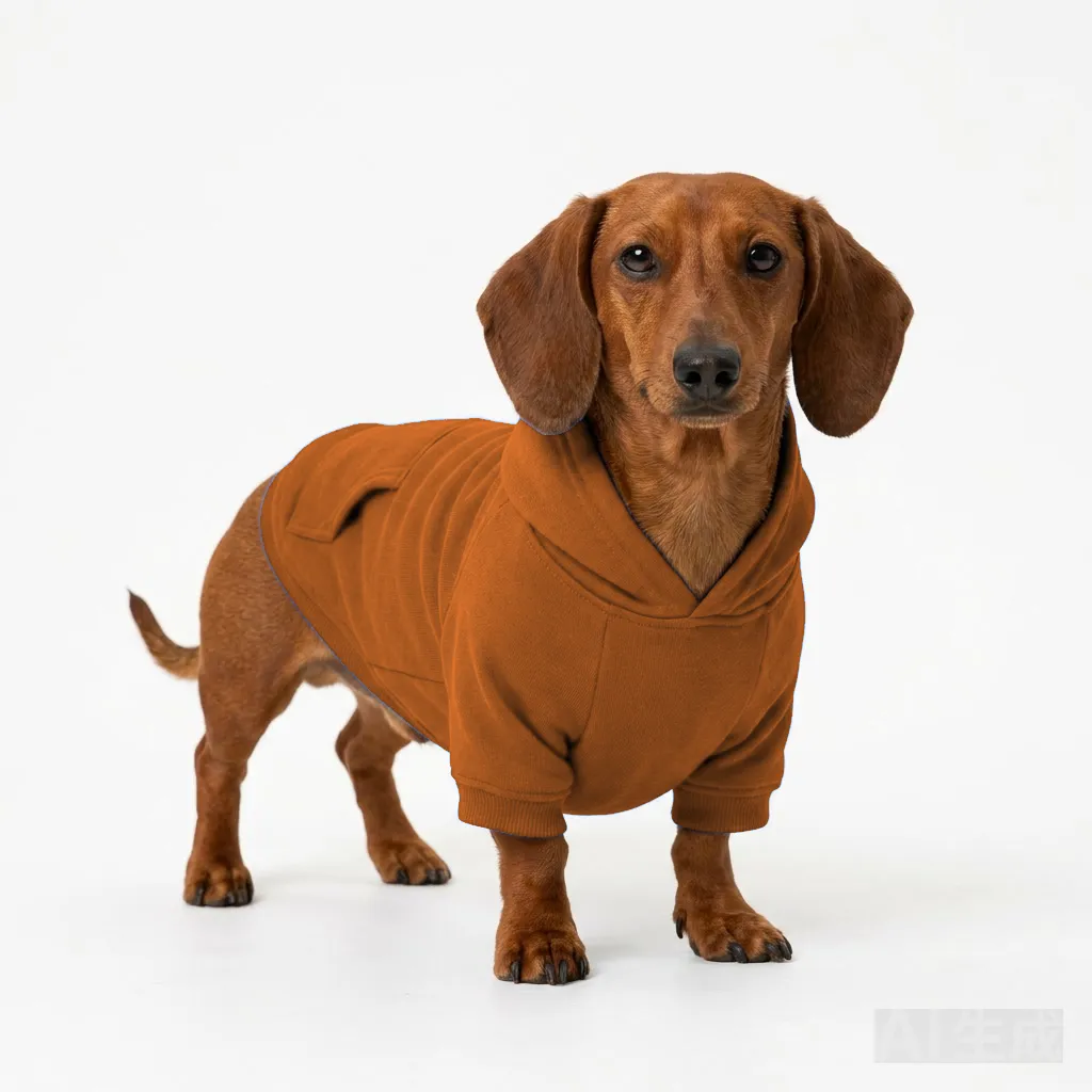Orange Dog Cotton Hoodie worn by a dog — fit reference