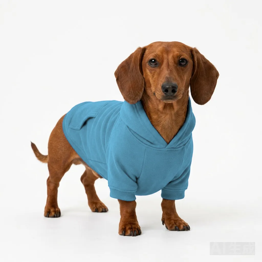 Sky Blue Dog Cotton Hoodie worn by a dog — fit reference