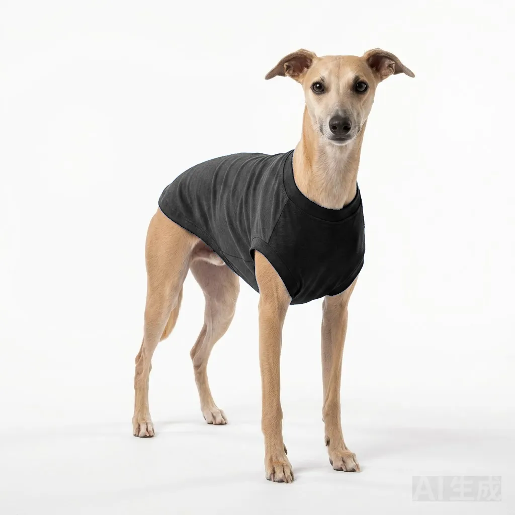Black Dog Cotton T-Shirt worn by a dog — fit reference