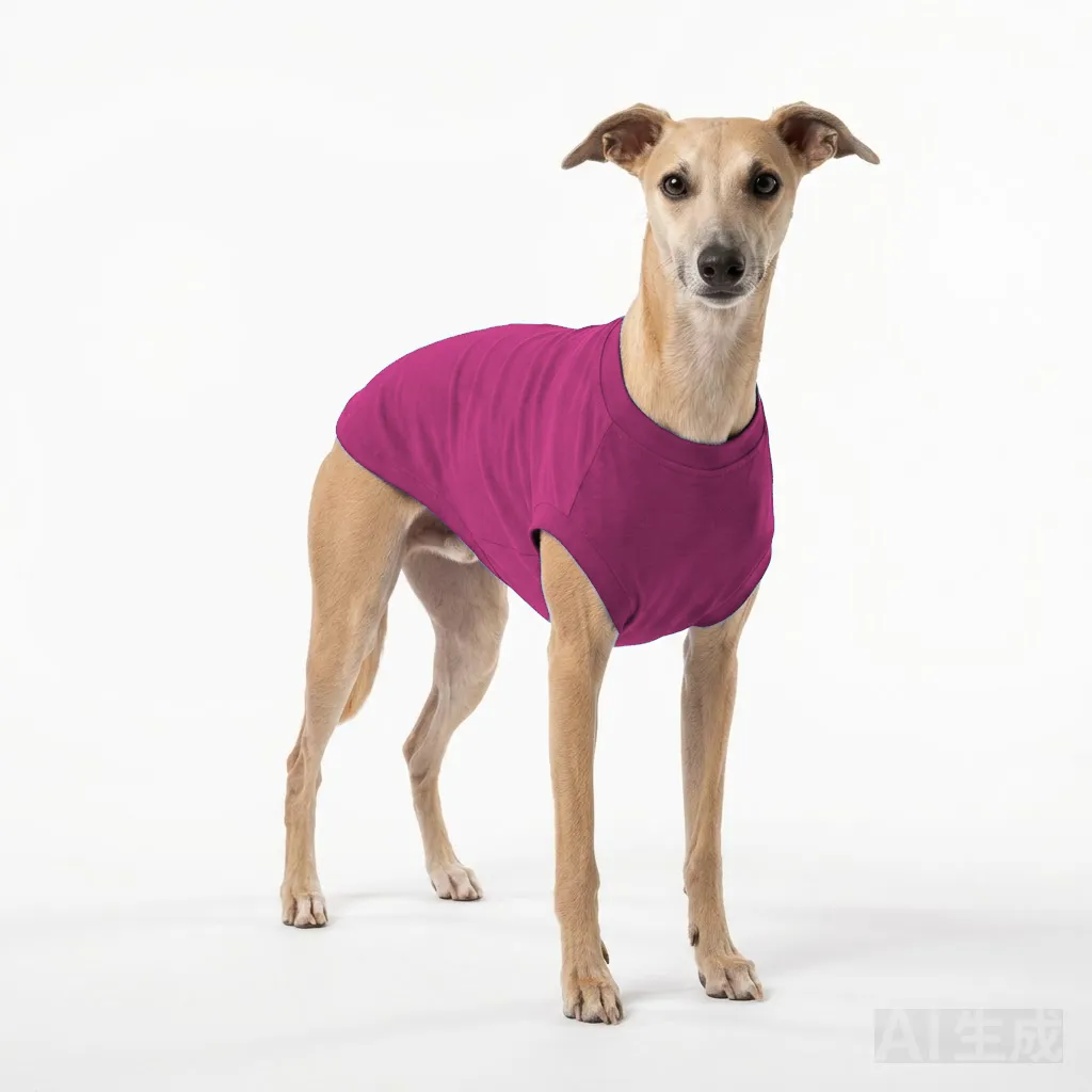 Hot Pink Dog Cotton T-Shirt worn by a dog — fit reference