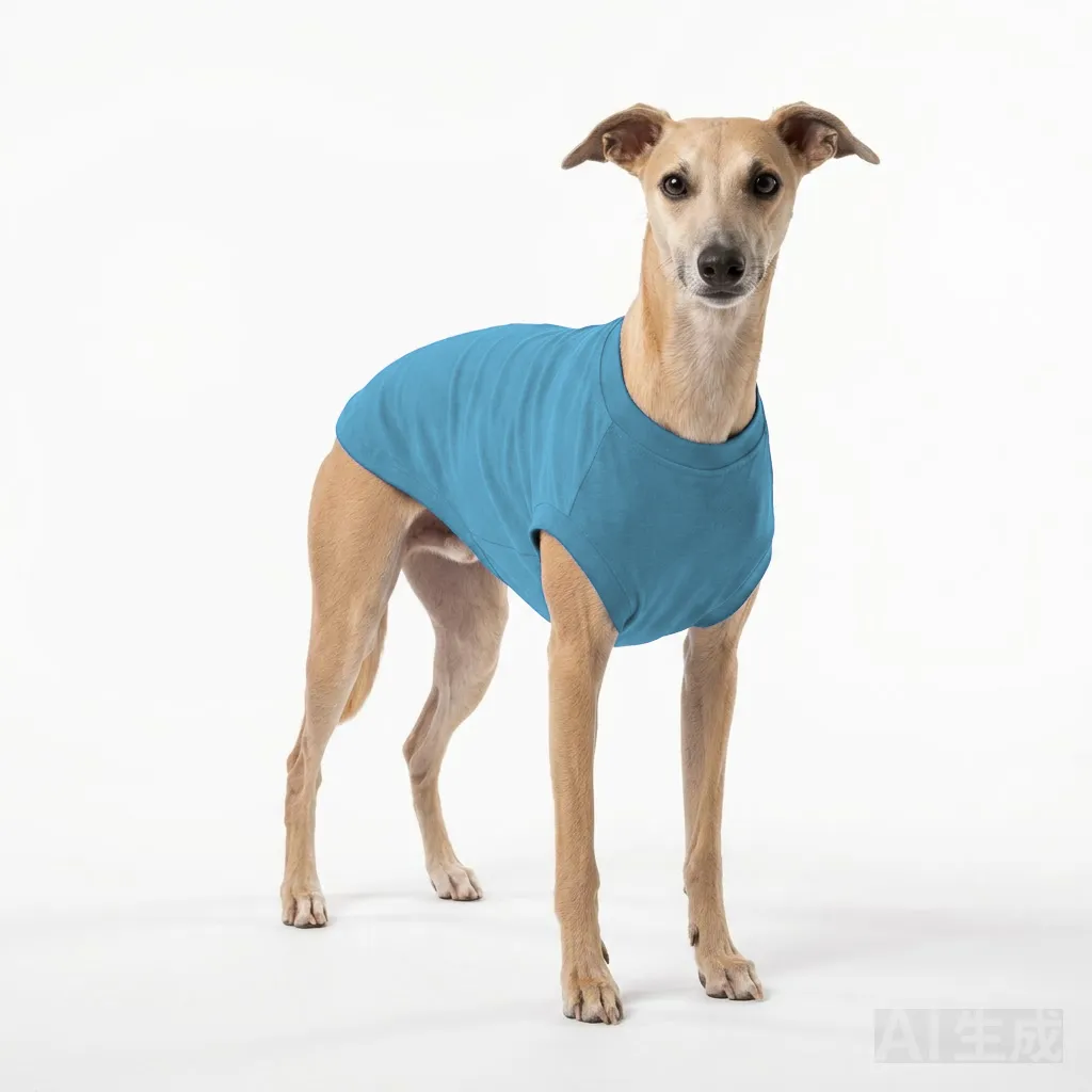 Sky Blue Dog Cotton T-Shirt worn by a dog — fit reference
