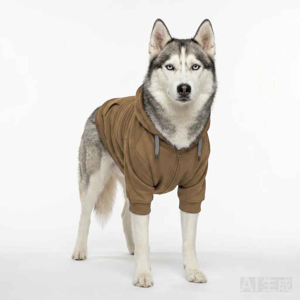 Camel Dog Half-Zip Fleece worn by a dog — fit reference