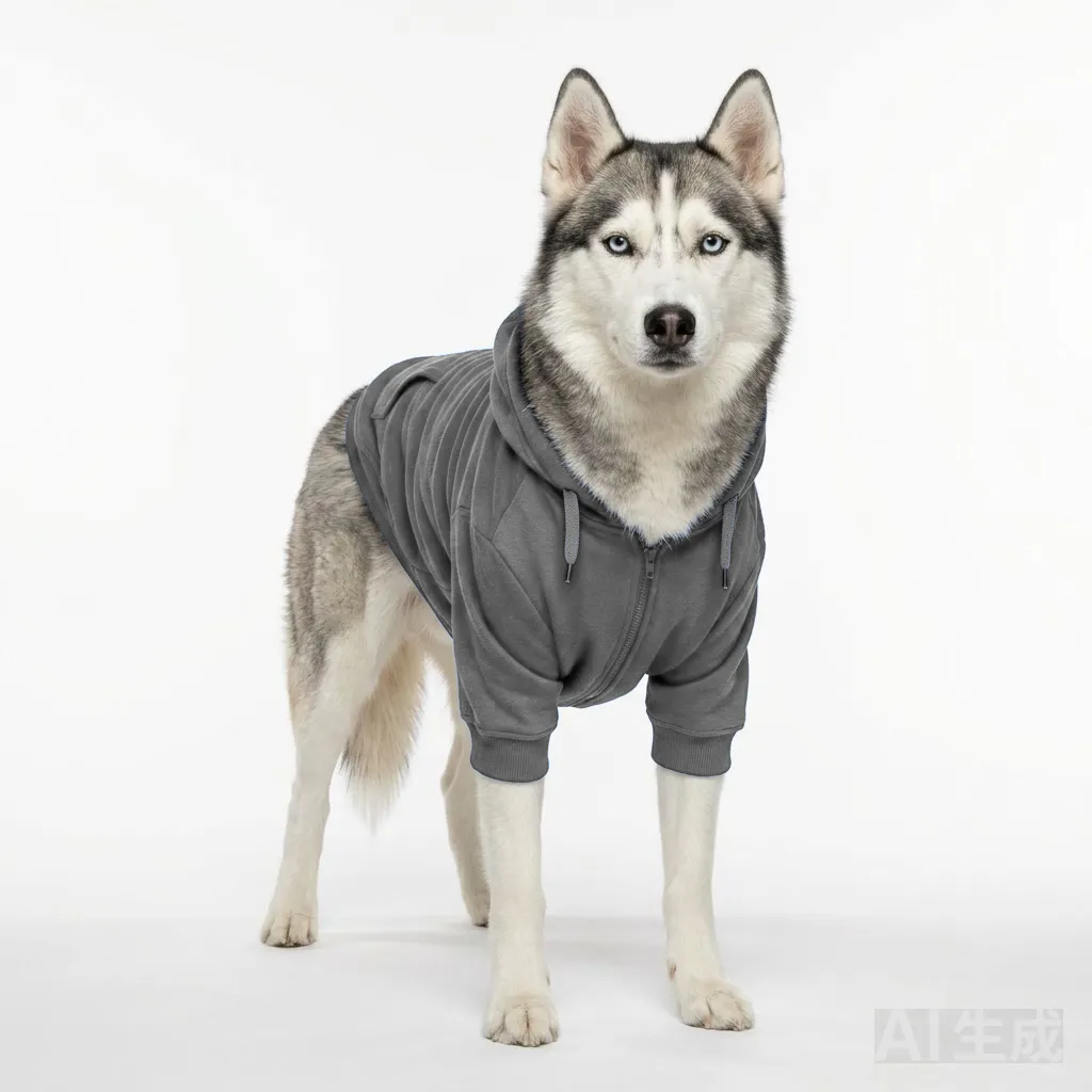 Charcoal Grey Dog Half-Zip Fleece worn by a dog — fit reference
