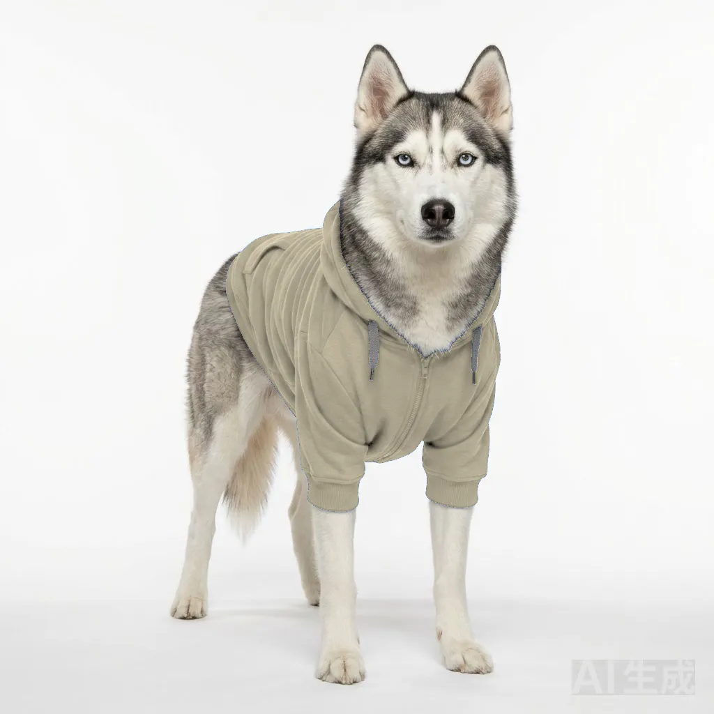 Cream Dog Half-Zip Fleece worn by a dog — fit reference