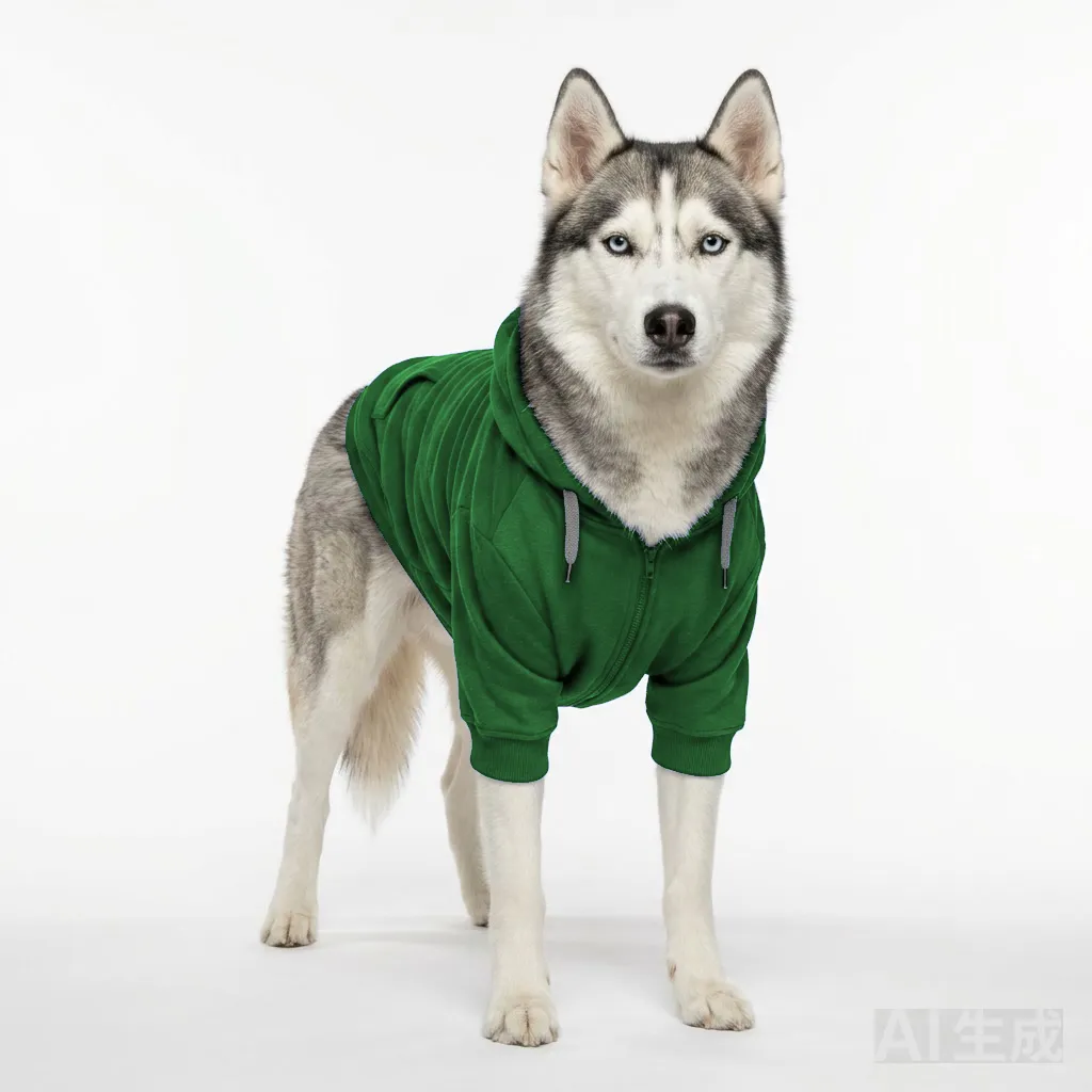 Forest Green Dog Half-Zip Fleece worn by a dog — fit reference