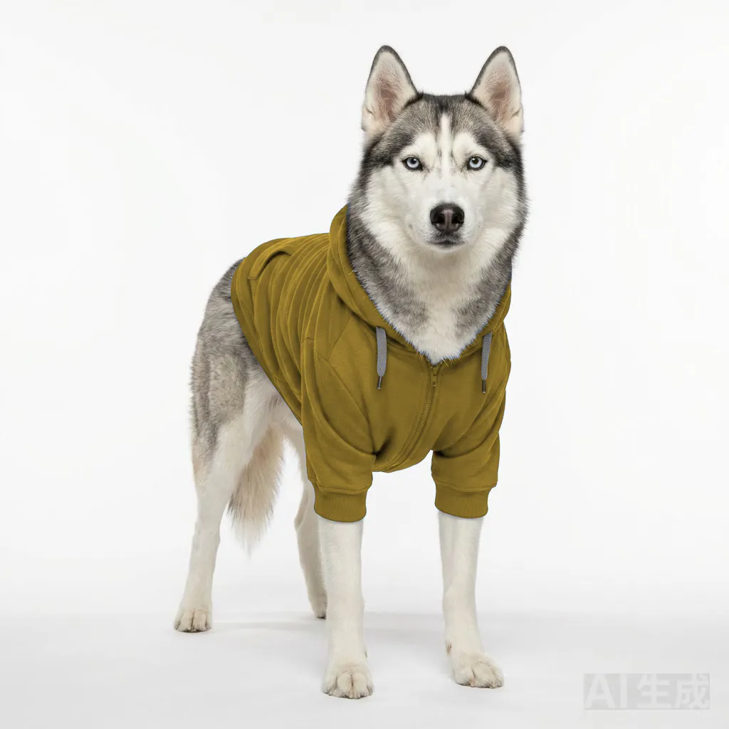 Mustard Dog Half-Zip Fleece worn by a dog — fit reference