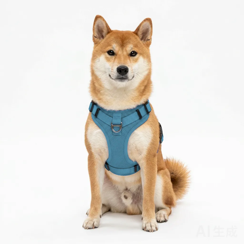 Sky Blue Dog Step-In Harness Vest worn by a dog — fit reference