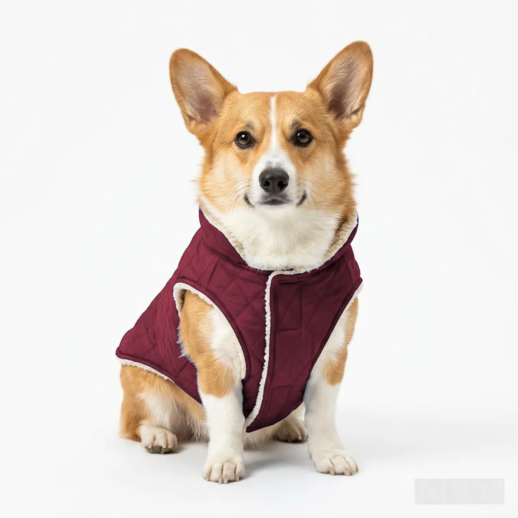 Burgundy Dog Mesh Cooling Vest worn by a dog — fit reference