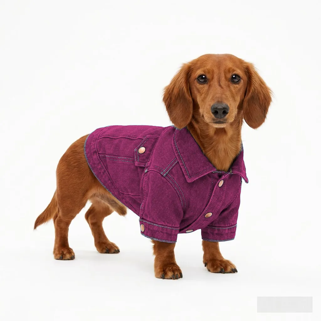 Hot Pink Dog Oxford Button-Up Shirt worn by a dog — fit reference