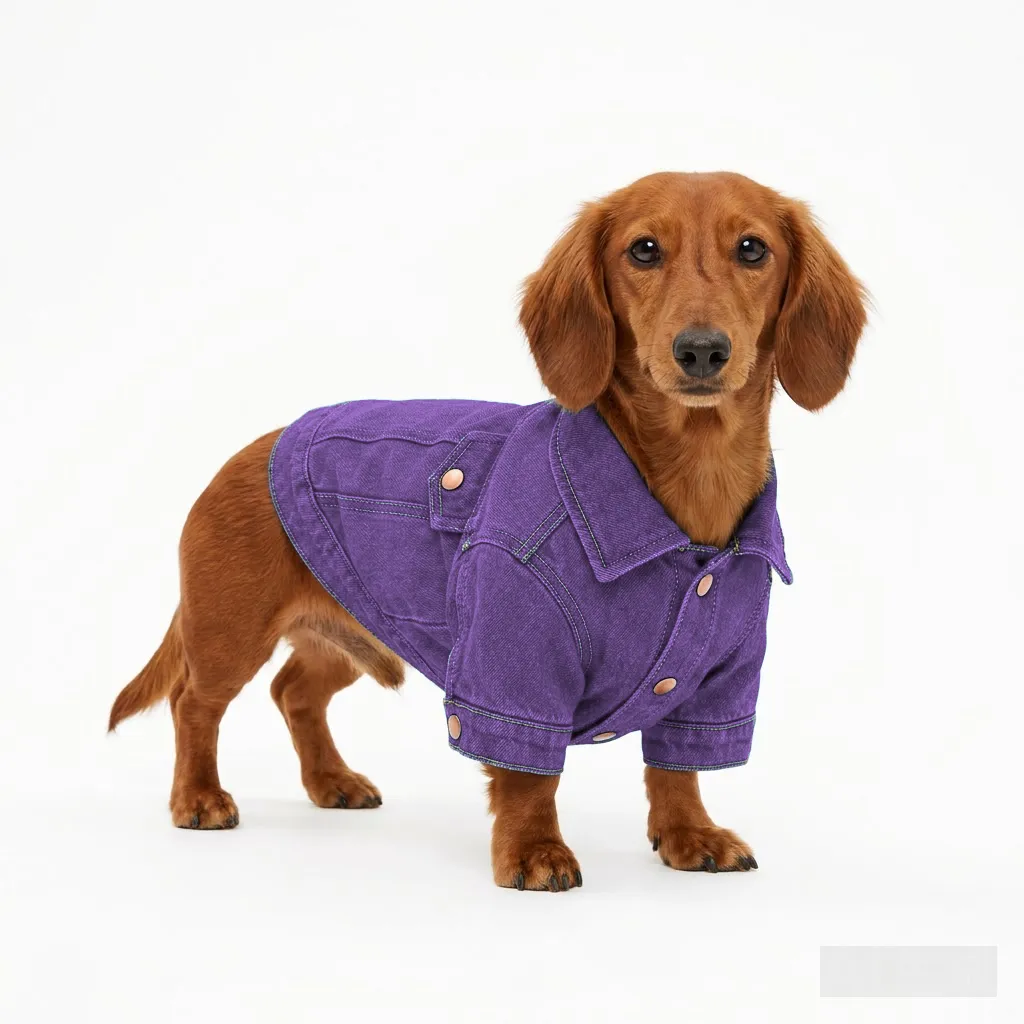 Lavender Dog Oxford Button-Up Shirt worn by a dog — fit reference