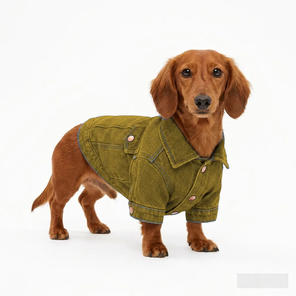 Mustard Dog Oxford Button-Up Shirt worn by a dog — fit reference