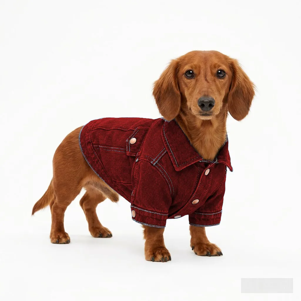 Red Dog Oxford Button-Up Shirt worn by a dog — fit reference