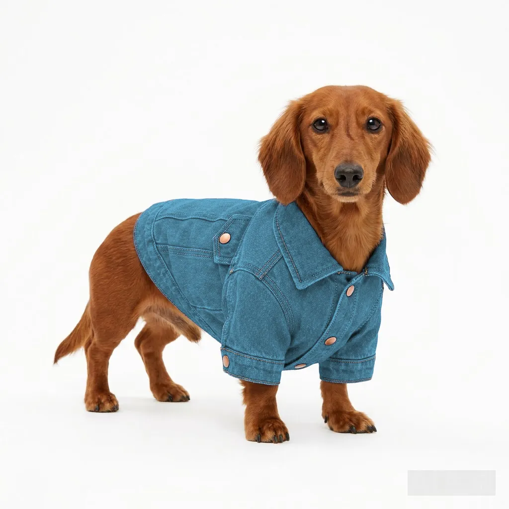 Sky Blue Dog Oxford Button-Up Shirt worn by a dog — fit reference