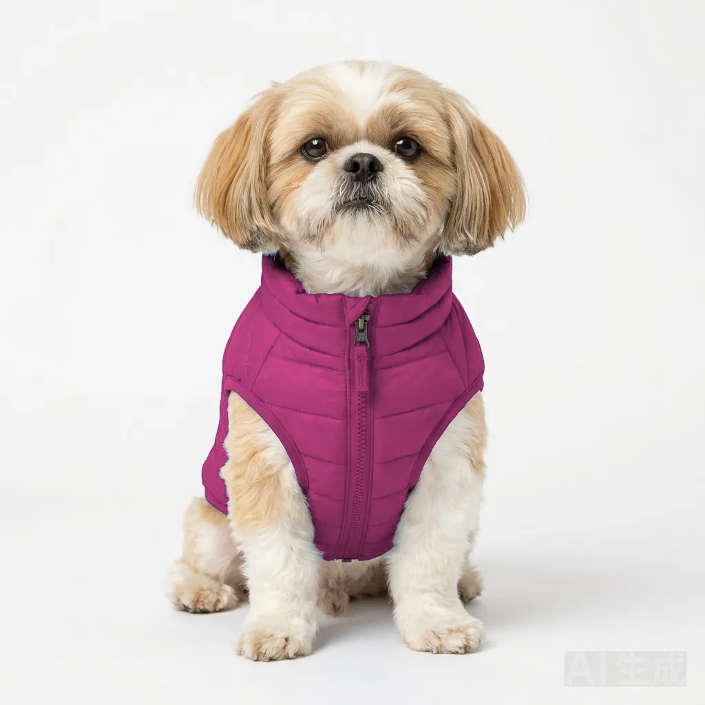 Hot Pink Dog Quilted Barn Coat worn by a dog — fit reference