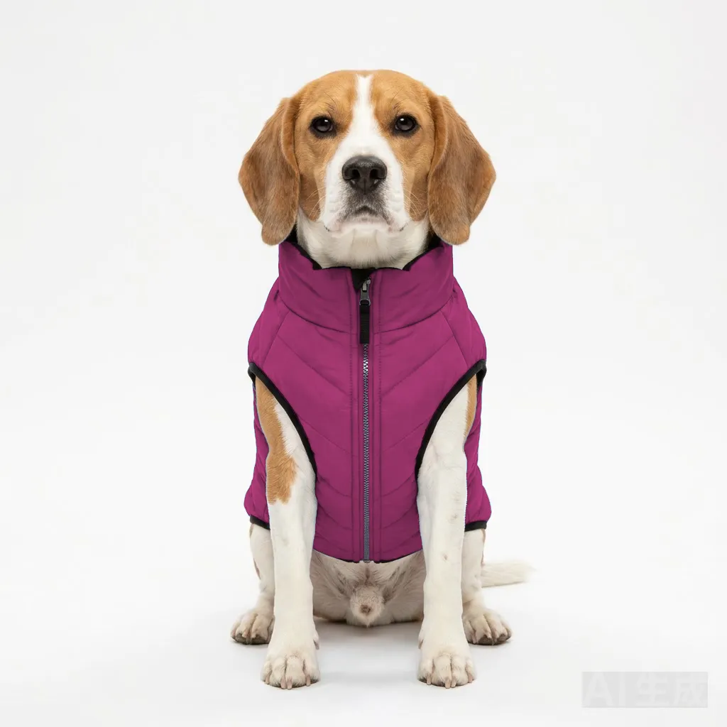 Hot Pink Dog Quilted Puffer Jacket worn by a dog — fit reference