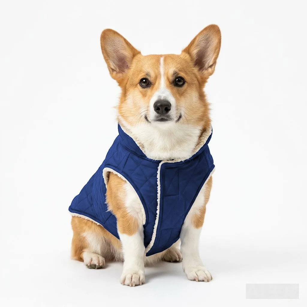 Navy Dog Racerback Tank Top worn by a dog — fit reference