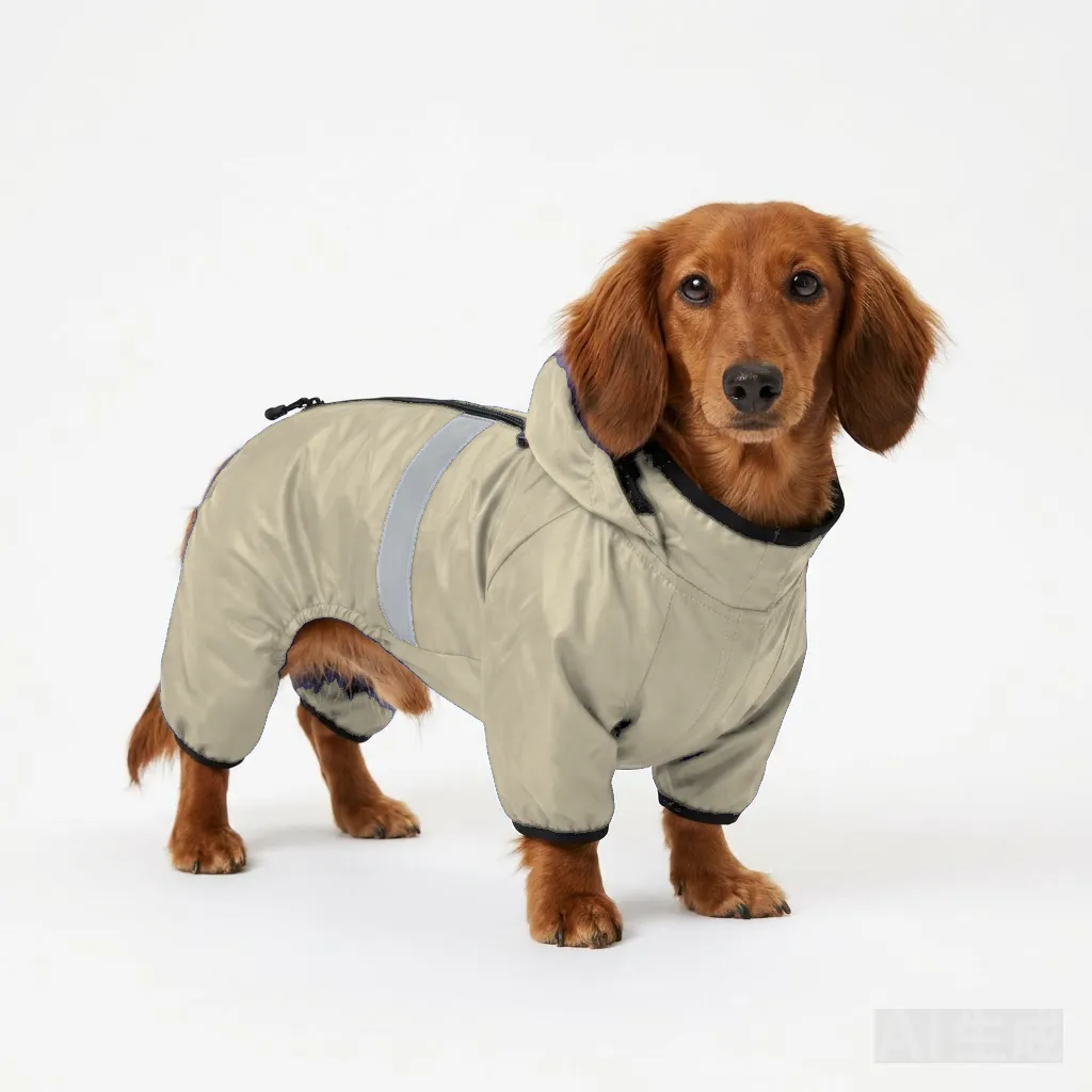 Cream Dog Softshell Windbreaker worn by a dog — fit reference