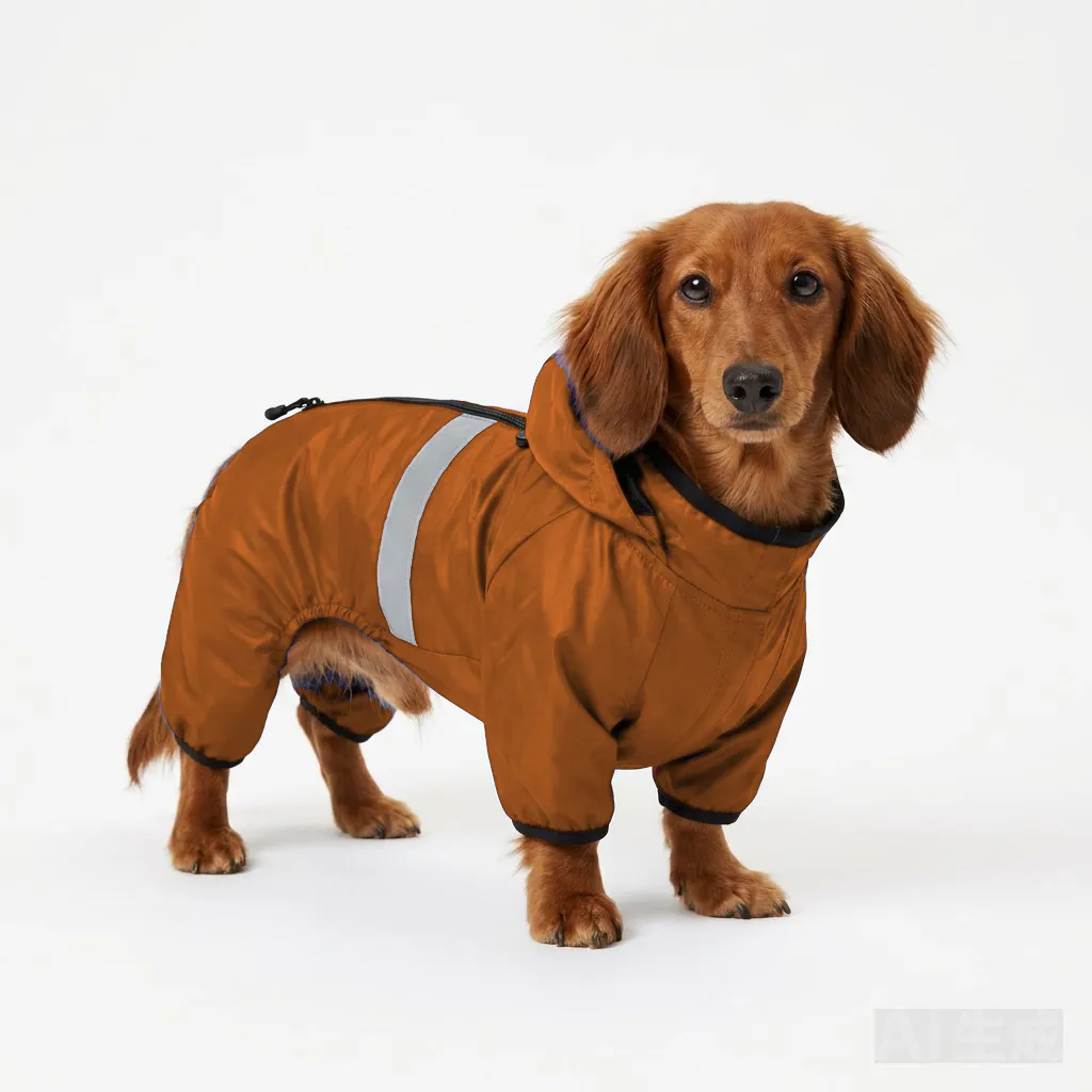 Orange Dog Softshell Windbreaker worn by a dog — fit reference