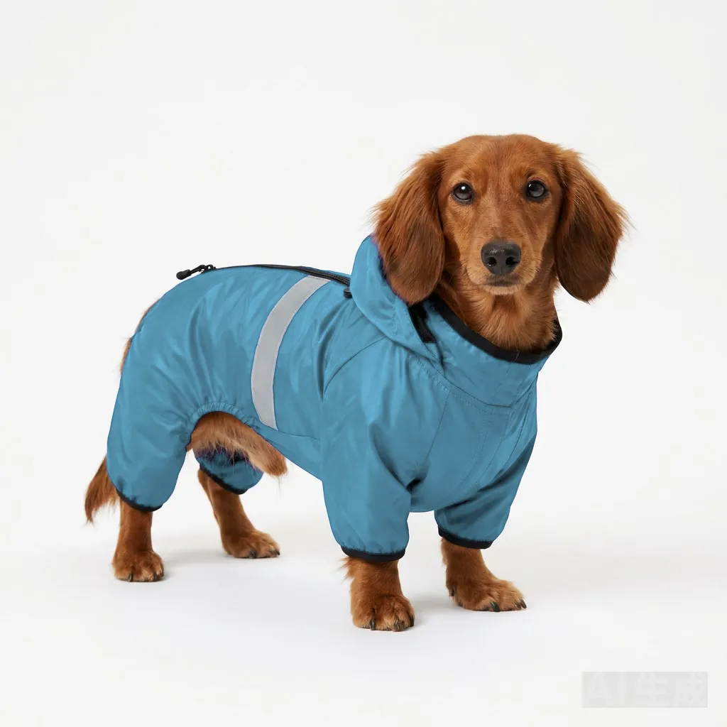 Sky Blue Dog Softshell Windbreaker worn by a dog — fit reference