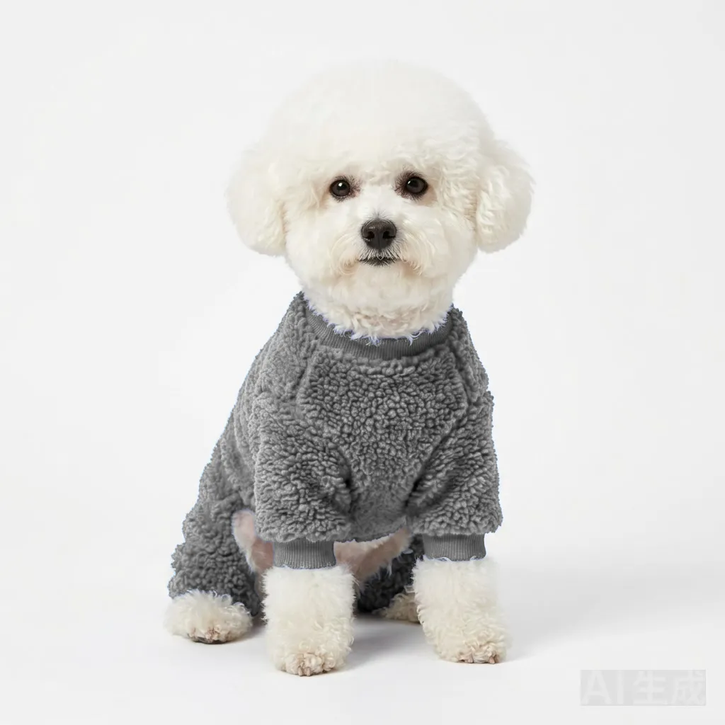 Charcoal Grey Dog Terry Bath Robe worn by a dog — fit reference