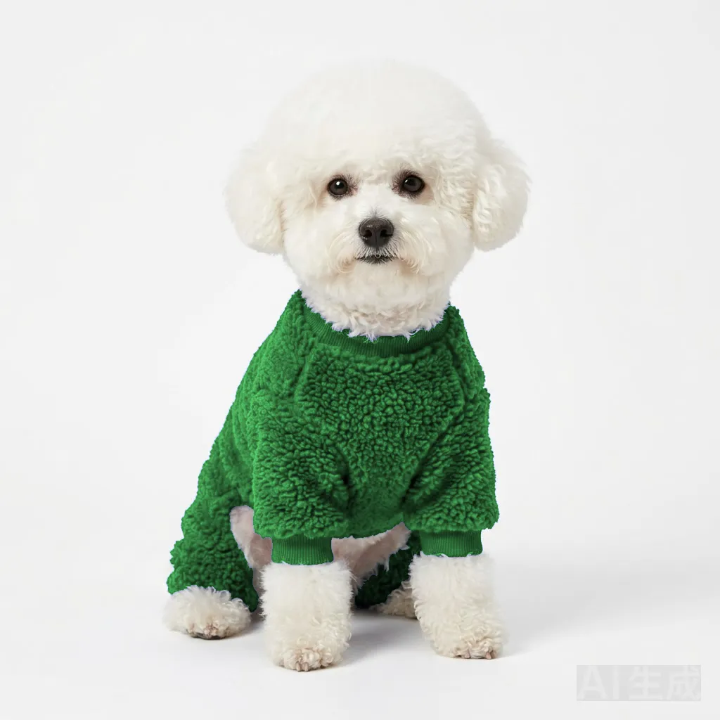 Forest Green Dog Terry Bath Robe worn by a dog — fit reference