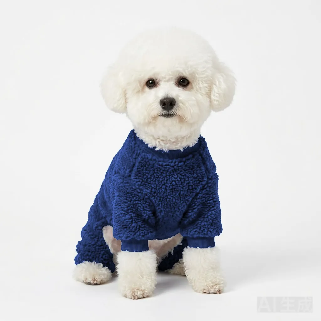 Navy Dog Terry Bath Robe worn by a dog — fit reference