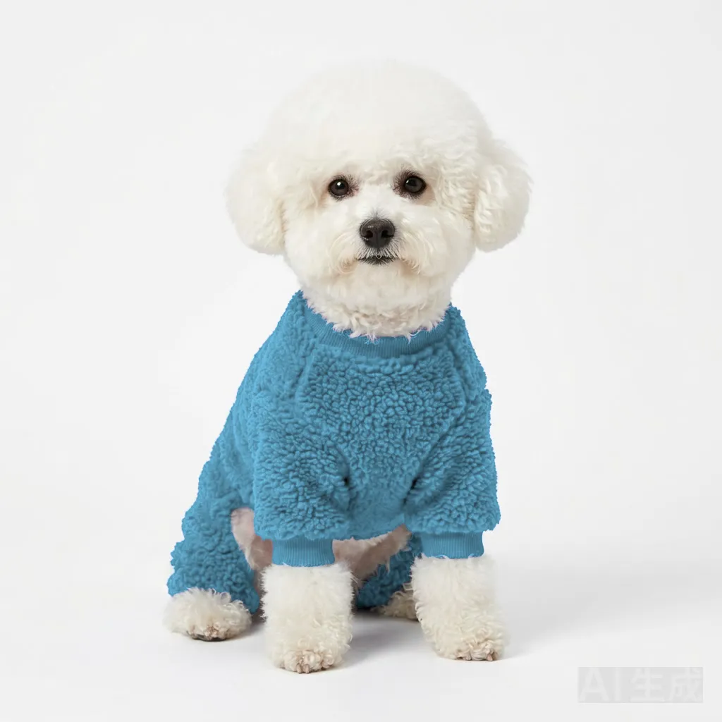 Sky Blue Dog Terry Bath Robe worn by a dog — fit reference