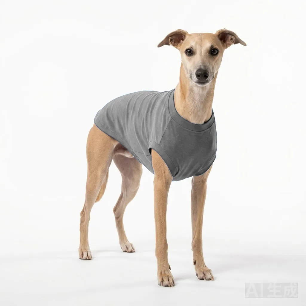 Charcoal Grey Dog UPF Swim Shirt worn by a dog — fit reference