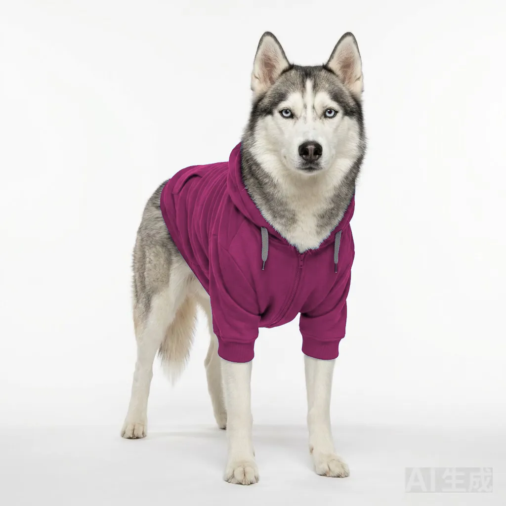 Hot Pink Dog Zip-Up Hoodie worn by a dog — fit reference