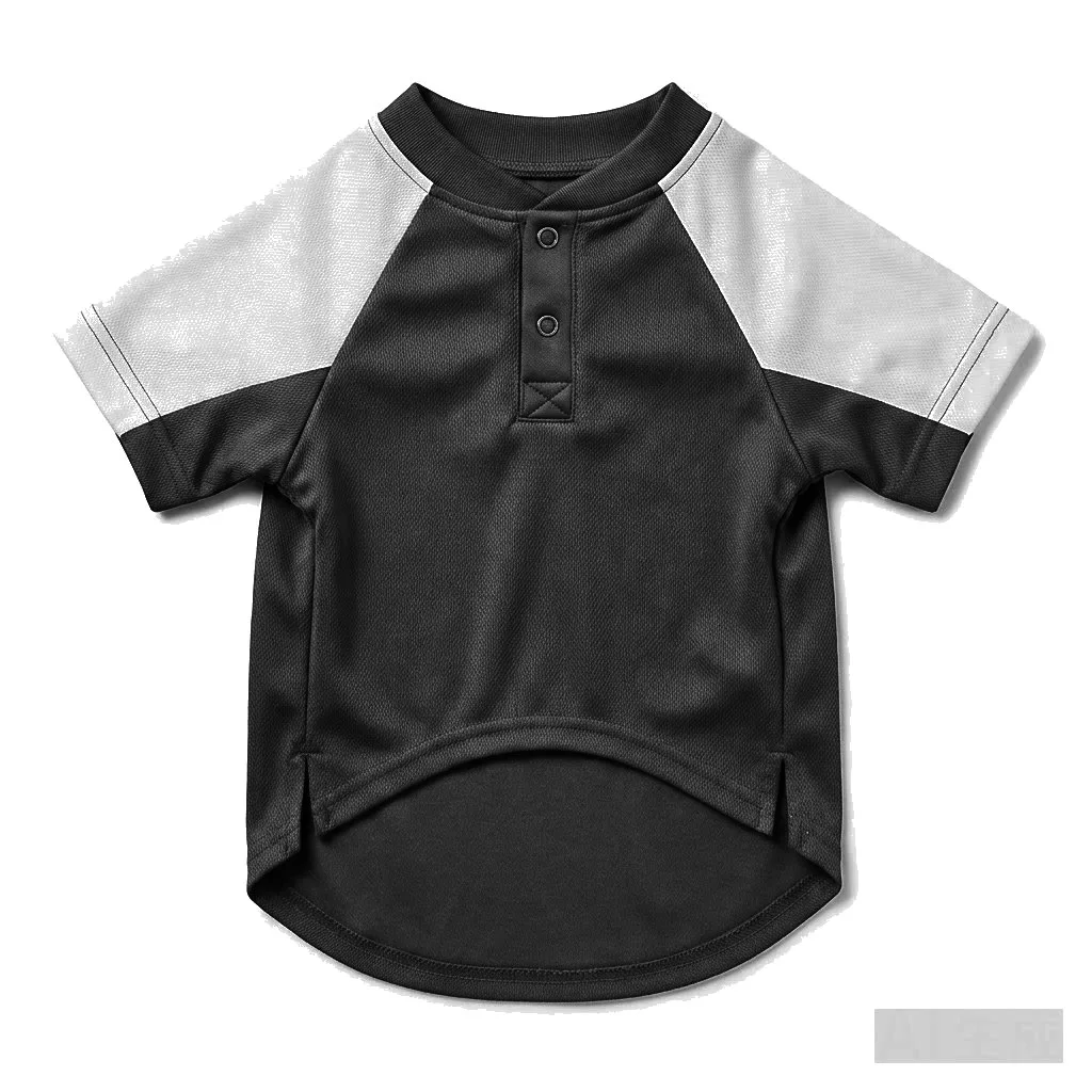 Black Dog Baseball Jersey flat lay — wholesale pet apparel, design render