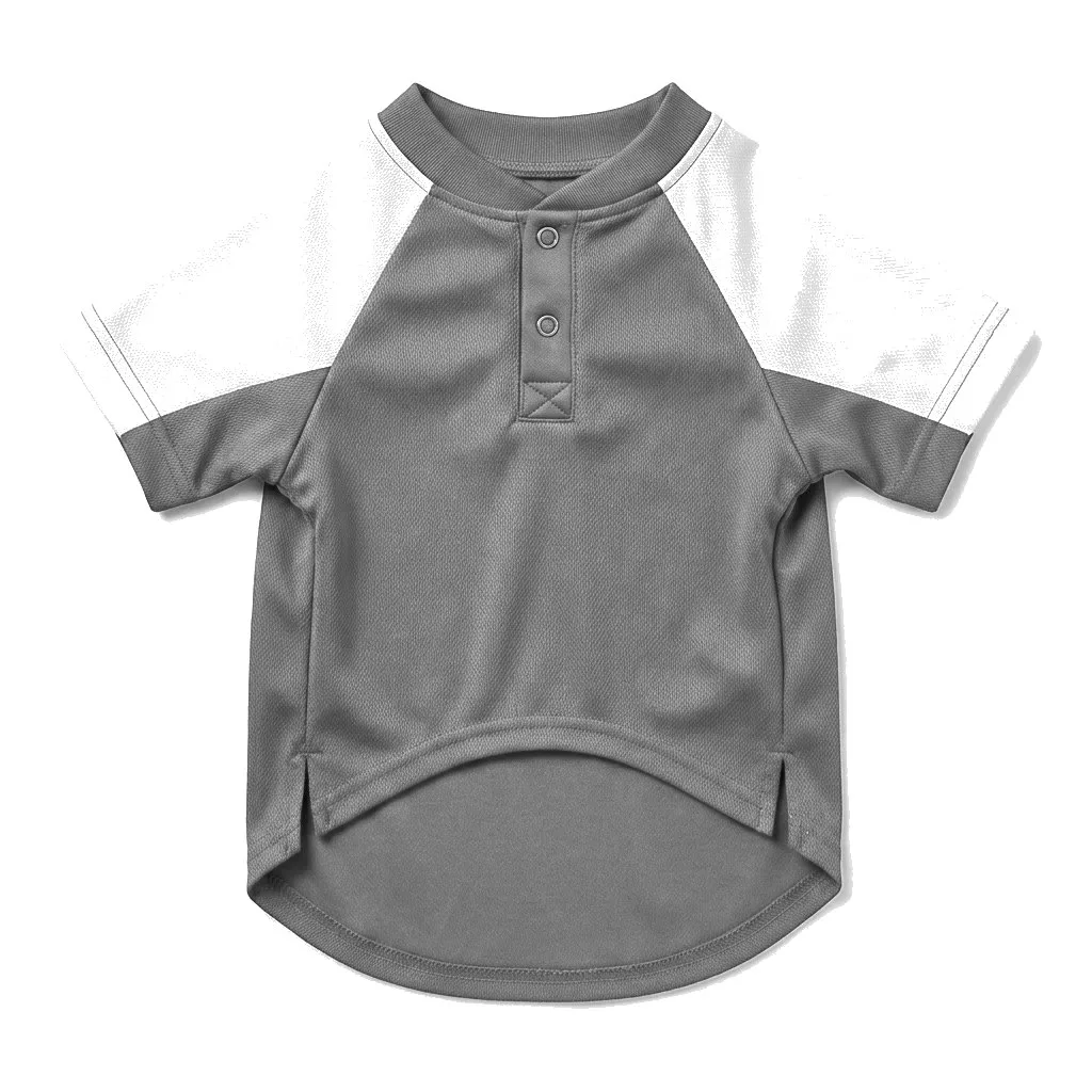 Charcoal Grey Dog Baseball Jersey flat lay — wholesale pet apparel, design render