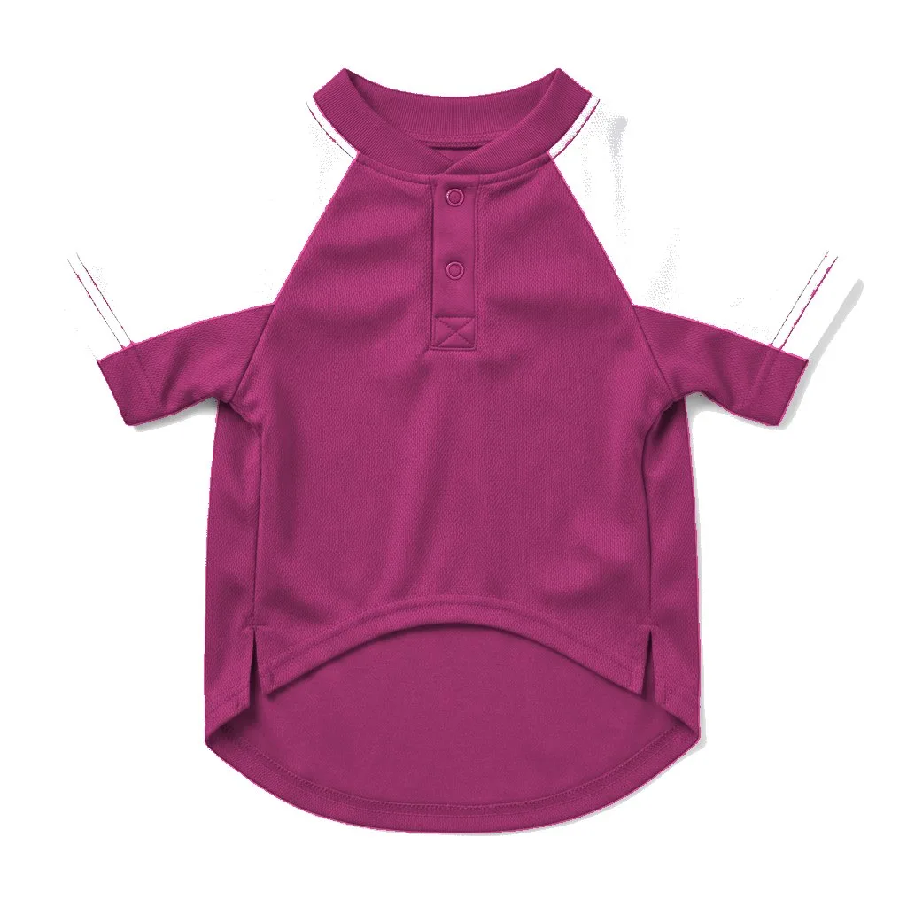 Hot Pink Dog Baseball Jersey flat lay — wholesale pet apparel, design render