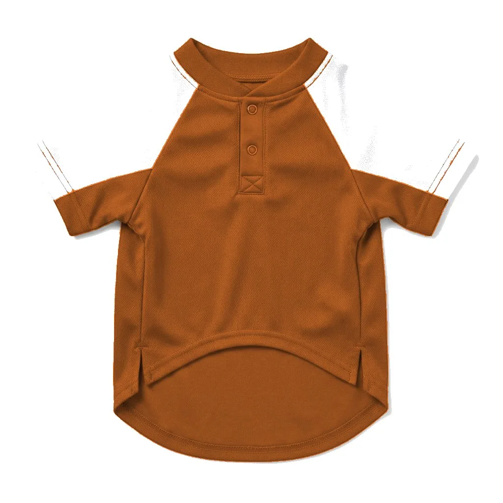 Orange Dog Baseball Jersey flat lay — wholesale pet apparel, design render