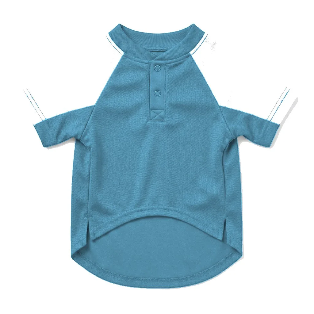 Sky Blue Dog Baseball Jersey flat lay — wholesale pet apparel, design render