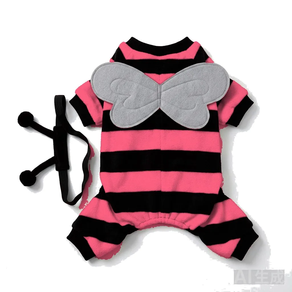 Burgundy Dog Bee Costume flat lay — wholesale pet apparel, design render