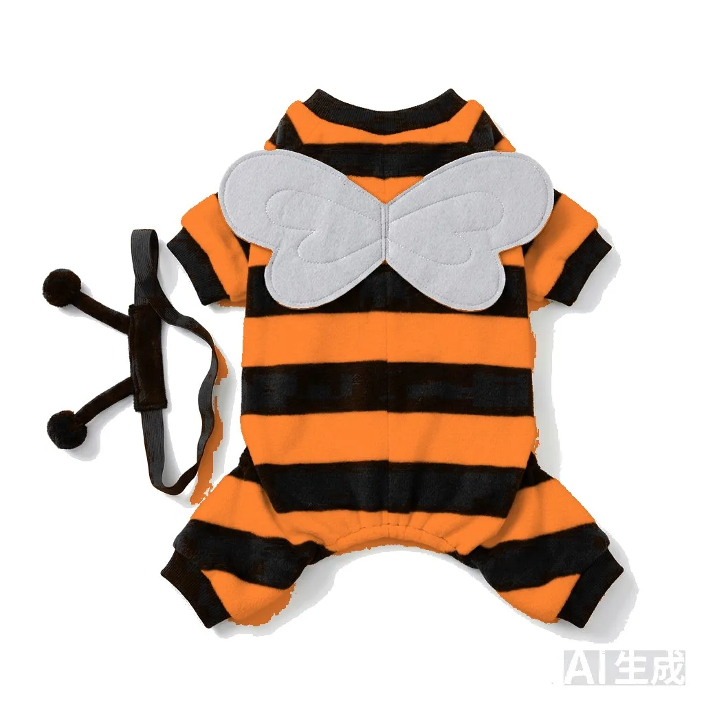 Orange Dog Bee Costume flat lay — wholesale pet apparel, design render