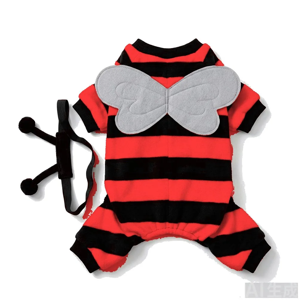Red Dog Bee Costume flat lay — wholesale pet apparel, design render