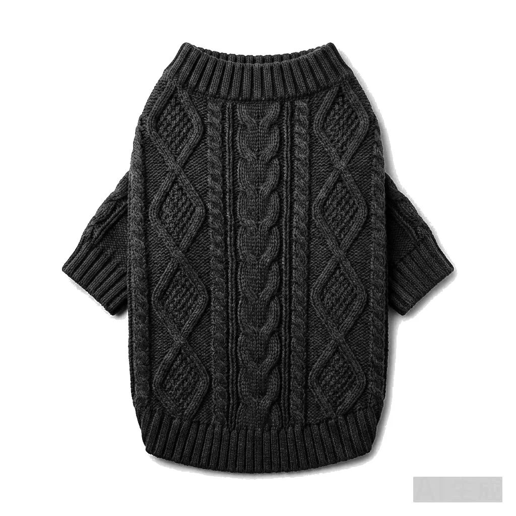 Black Dog Cable Knit Sweater flat lay — wholesale pet apparel, design render