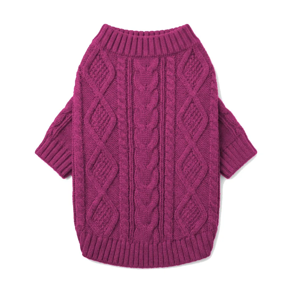 Hot Pink Dog Cable Knit Sweater flat lay — wholesale pet apparel, design render