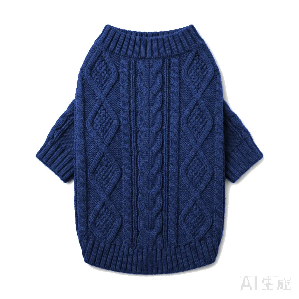 Navy Dog Cable Knit Sweater flat lay — wholesale pet apparel, design render