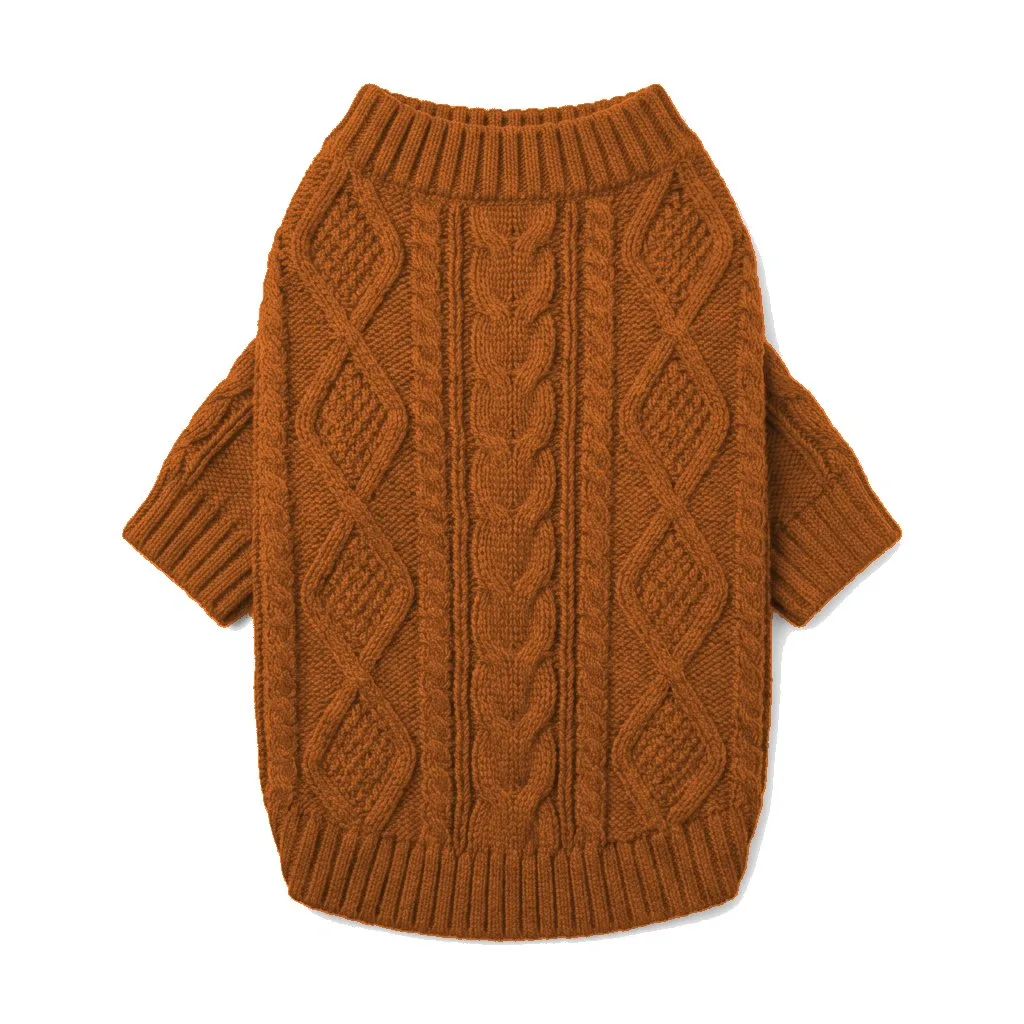 Orange Dog Cable Knit Sweater flat lay — wholesale pet apparel, design render