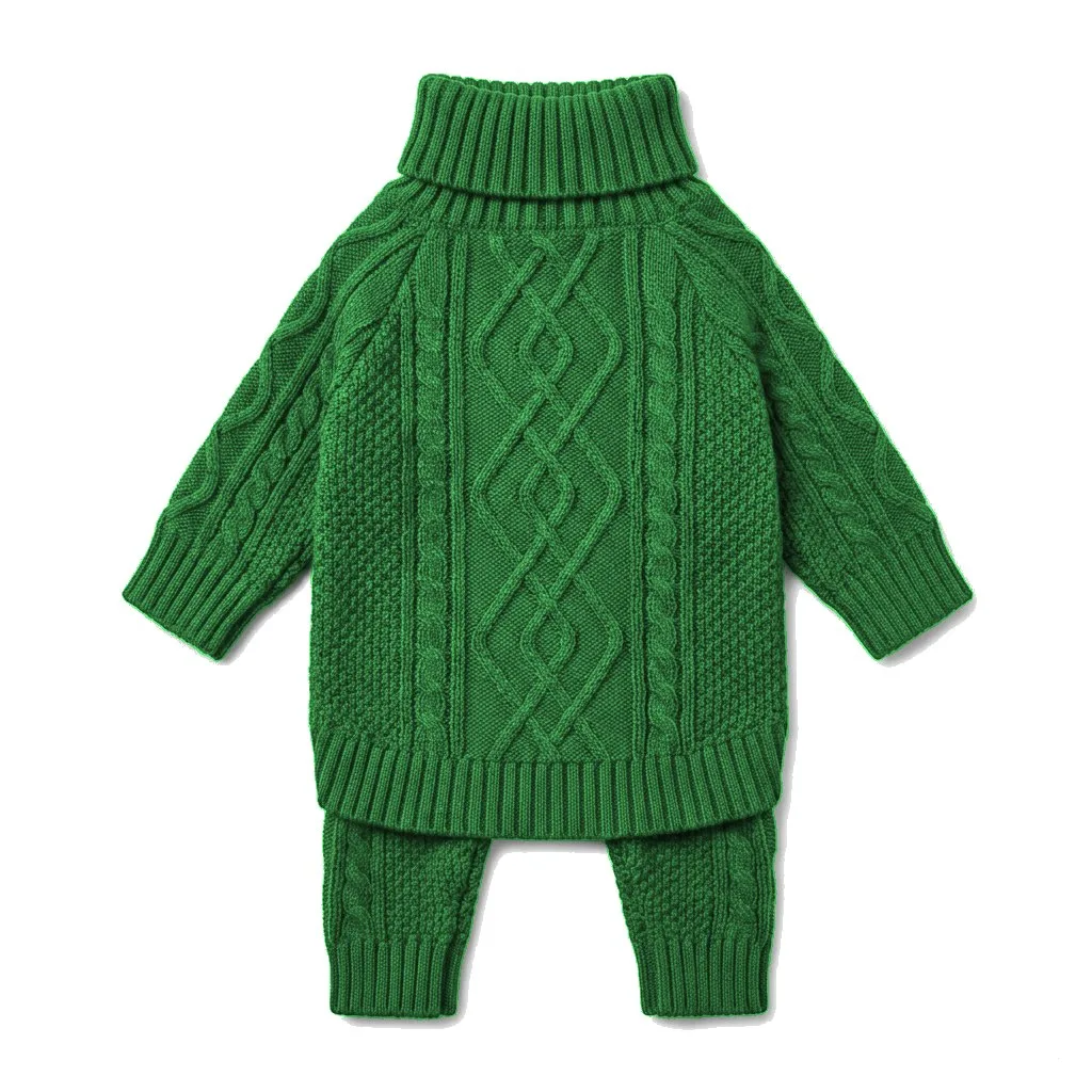 Forest Green Dog Cable Turtleneck Knit flat lay — wholesale pet apparel, design render